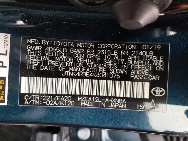 Photo 9 VIN: JTNK4RBE4K3041075 - TOYOTA COROLLA SE 