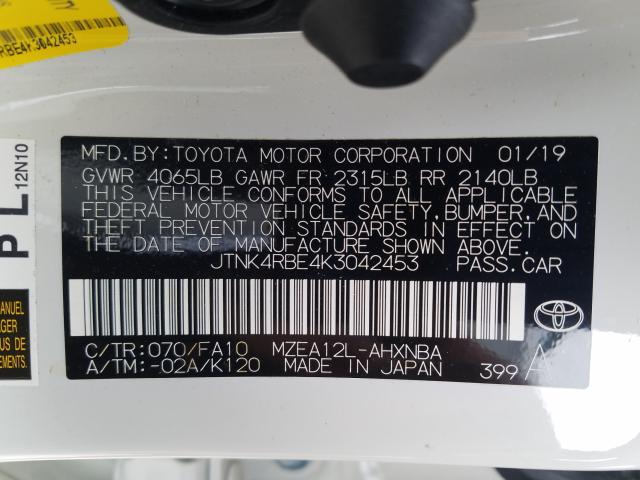 Photo 9 VIN: JTNK4RBE4K3042453 - TOYOTA COROLLA SE 