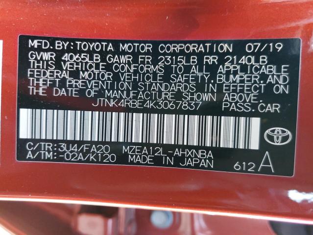 Photo 9 VIN: JTNK4RBE4K3067837 - TOYOTA COROLLA SE 