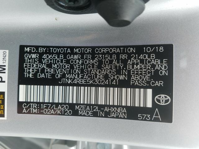 Photo 9 VIN: JTNK4RBE5K3024141 - TOYOTA COROLLA SE 