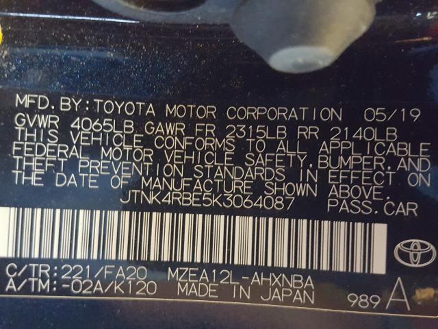 Photo 9 VIN: JTNK4RBE5K3064087 - TOYOTA COROLLA SE 