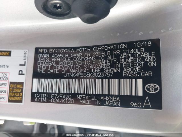 Photo 8 VIN: JTNK4RBE6K3023757 - TOYOTA COROLLA 