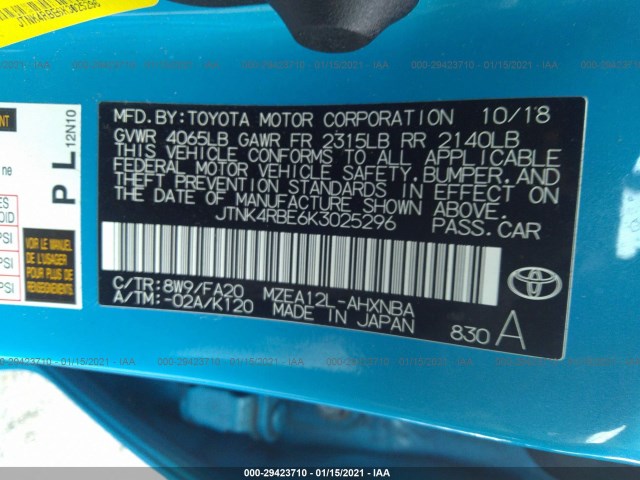 Photo 8 VIN: JTNK4RBE6K3025296 - TOYOTA COROLLA HATCHBACK 