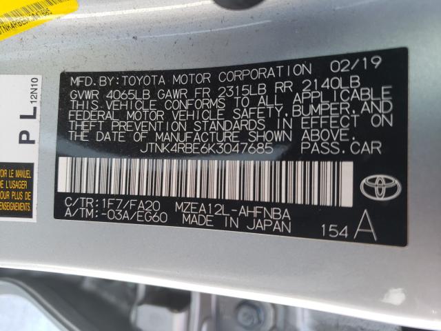 Photo 9 VIN: JTNK4RBE6K3047685 - TOYOTA COROLLA SE 