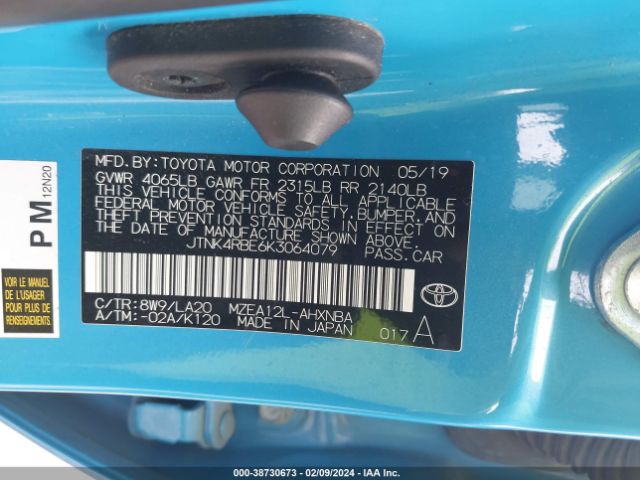 Photo 8 VIN: JTNK4RBE6K3064079 - TOYOTA COROLLA 