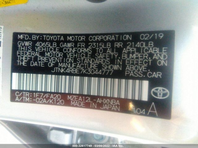 Photo 8 VIN: JTNK4RBE7K3044777 - TOYOTA COROLLA HATCHBACK 