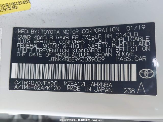 Photo 8 VIN: JTNK4RBE9K3039029 - TOYOTA COROLLA 