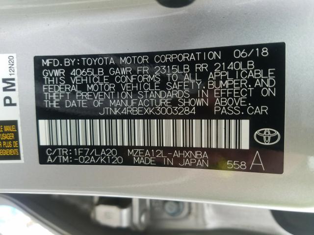 Photo 9 VIN: JTNK4RBEXK3003284 - TOYOTA COROLLA SE 