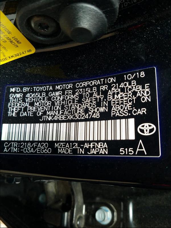 Photo 9 VIN: JTNK4RBEXK3024748 - TOYOTA COROLLA SE 