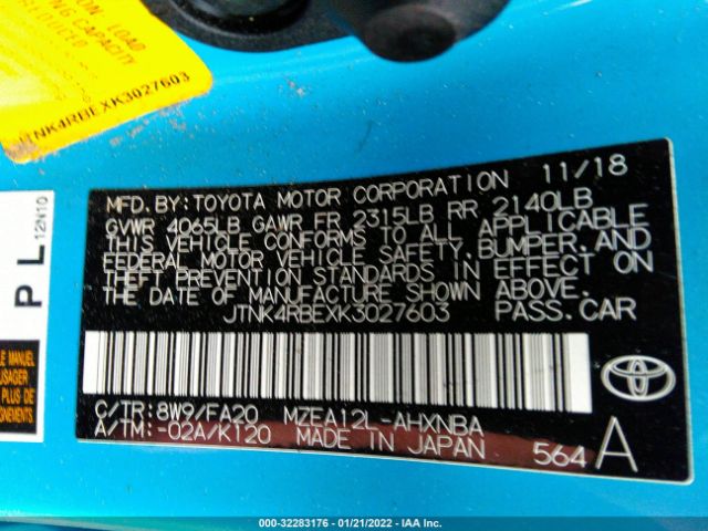 Photo 8 VIN: JTNK4RBEXK3027603 - TOYOTA COROLLA HATCHBACK 