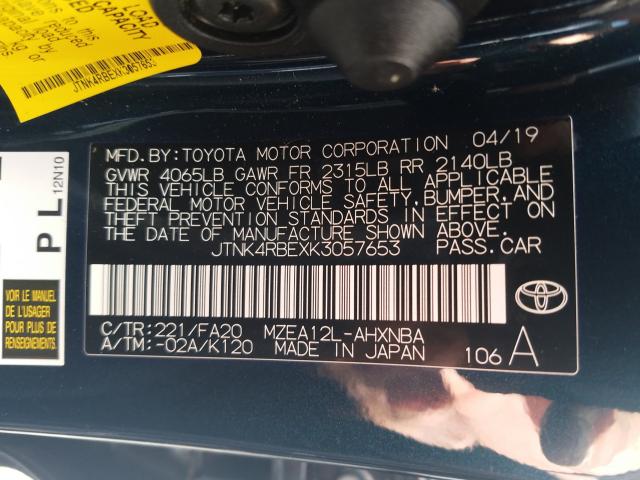 Photo 9 VIN: JTNK4RBEXK3057653 - TOYOTA COROLLA SE 