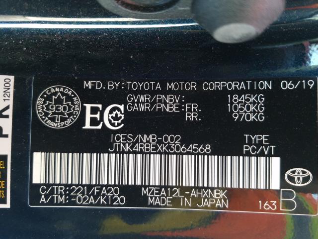 Photo 9 VIN: JTNK4RBEXK3064568 - TOYOTA COROLLA SE 