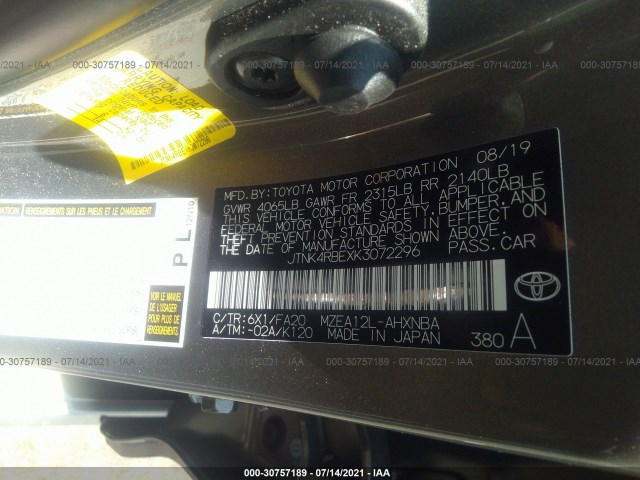 Photo 8 VIN: JTNK4RBEXK3072296 - TOYOTA COROLLA HATCHBACK 