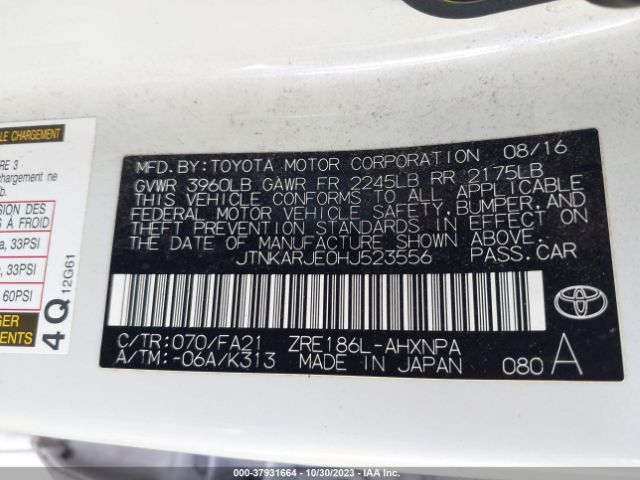 Photo 8 VIN: JTNKARJE0HJ523556 - TOYOTA COROLLA IM 