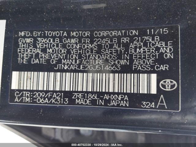 Photo 8 VIN: JTNKARJE2GJ514663 - TOYOTA SCION IM 