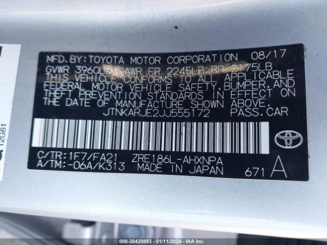 Photo 8 VIN: JTNKARJE2JJ555172 - TOYOTA COROLLA IM 