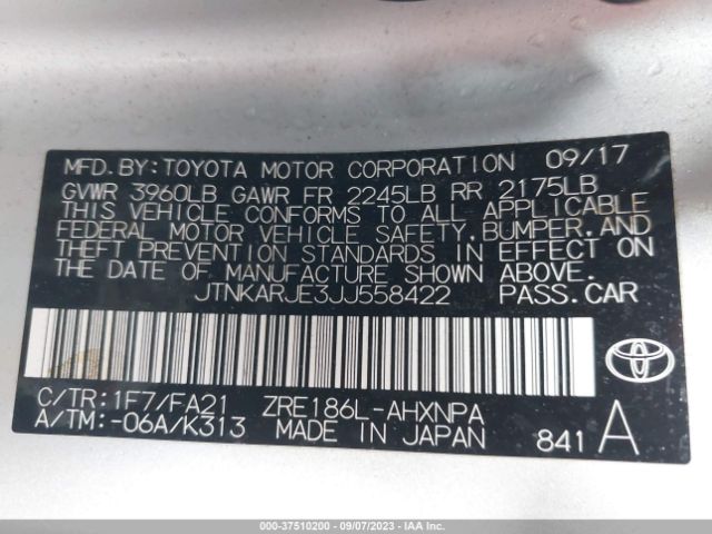 Photo 8 VIN: JTNKARJE3JJ558422 - TOYOTA COROLLA IM 