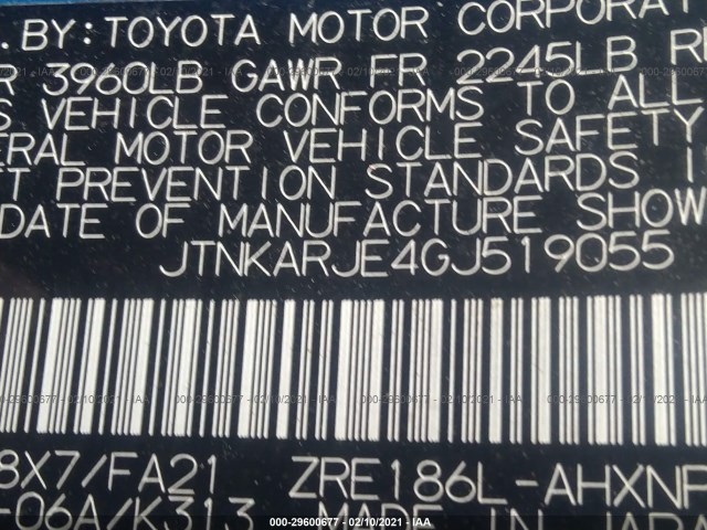 Photo 8 VIN: JTNKARJE4GJ519055 - TOYOTA SCION IM 