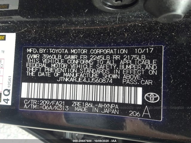 Photo 8 VIN: JTNKARJE4JJ560874 - TOYOTA COROLLA IM 