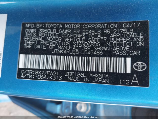 Photo 8 VIN: JTNKARJE5HJ545486 - TOYOTA COROLLA IM 