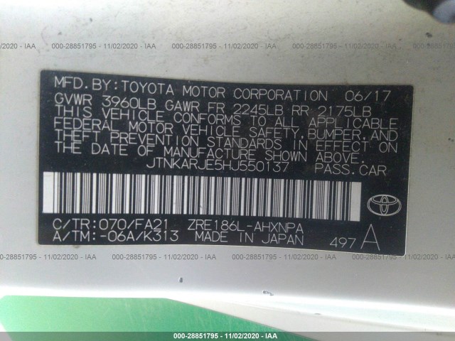 Photo 8 VIN: JTNKARJE5HJ550137 - TOYOTA COROLLA IM 