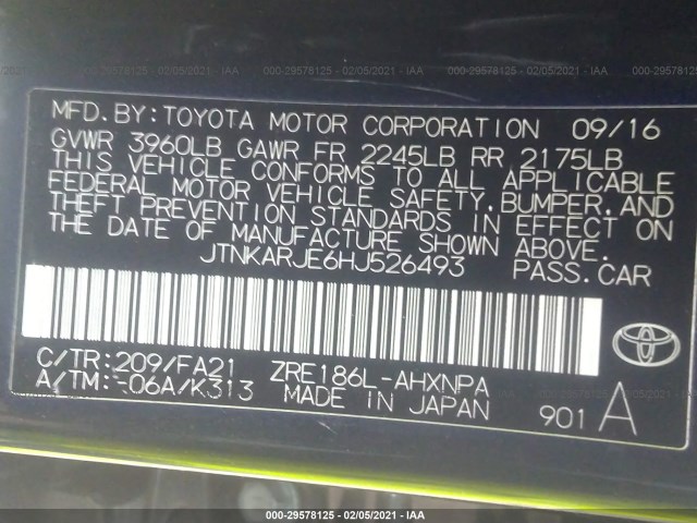 Photo 8 VIN: JTNKARJE6HJ526493 - TOYOTA COROLLA IM 