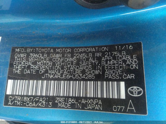 Photo 8 VIN: JTNKARJE6HJ534285 - TOYOTA COROLLA IM 