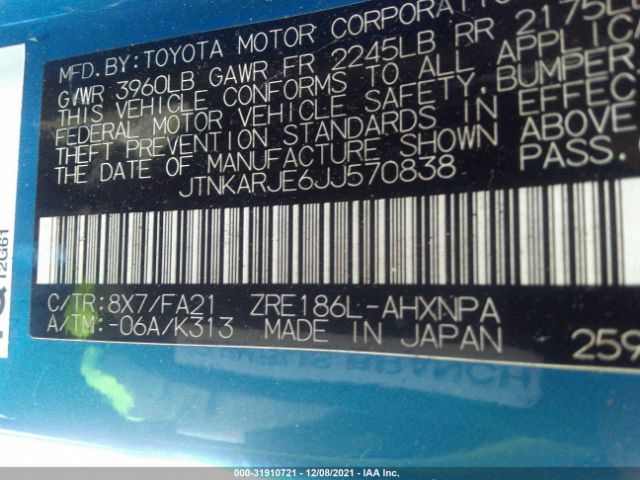 Photo 8 VIN: JTNKARJE6JJ570838 - TOYOTA COROLLA IM 