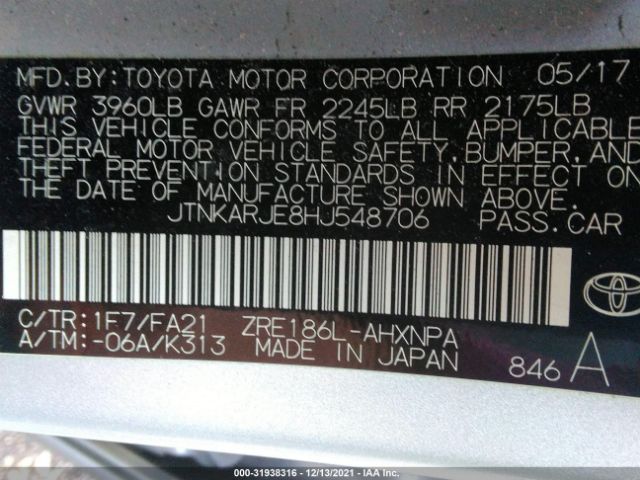 Photo 8 VIN: JTNKARJE8HJ548706 - TOYOTA COROLLA IM 