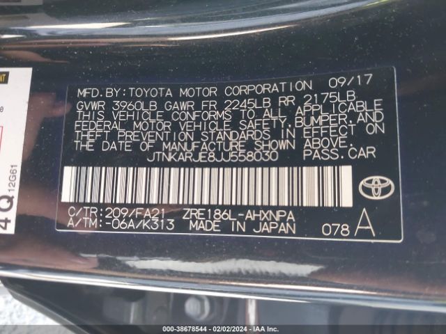 Photo 8 VIN: JTNKARJE8JJ558030 - TOYOTA COROLLA IM 