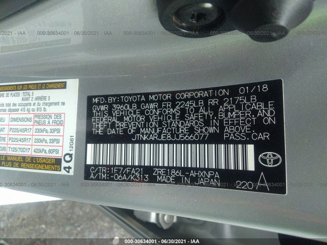 Photo 8 VIN: JTNKARJE8JJ566077 - TOYOTA COROLLA IM 