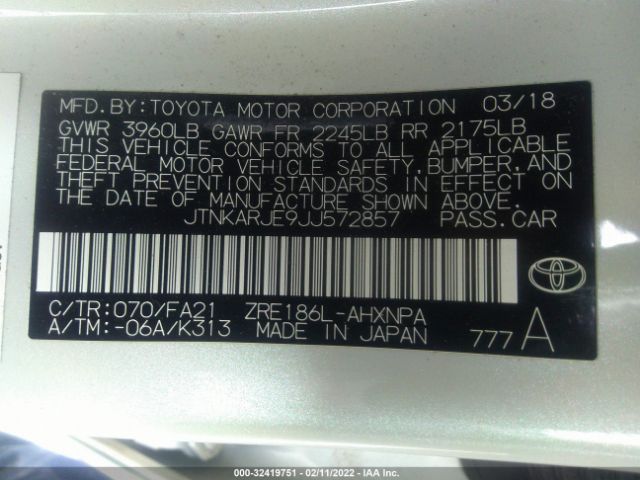 Photo 8 VIN: JTNKARJE9JJ572857 - TOYOTA COROLLA IM 