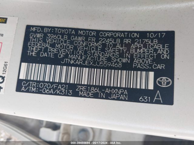 Photo 8 VIN: JTNKARJEXJJ559468 - TOYOTA COROLLA IM 