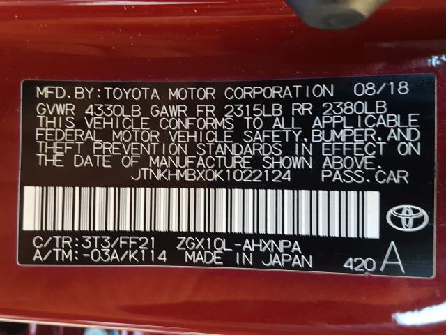 Photo 9 VIN: JTNKHMBX0K1022124 - TOYOTA C-HR XLE 