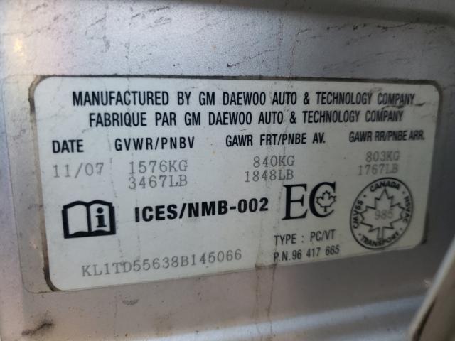 Photo 9 VIN: KL1TD55638B145066 - CHEVROLET AVEO BASE 