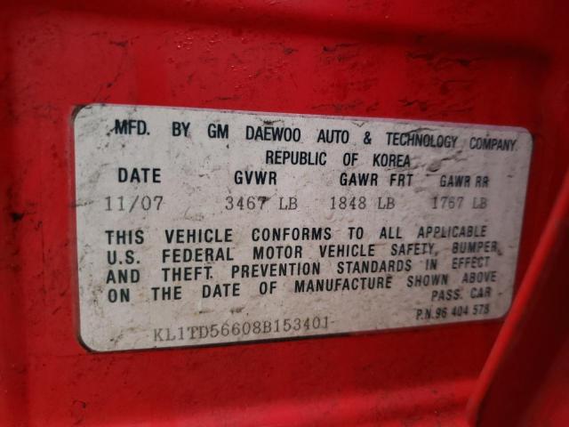 Photo 9 VIN: KL1TD56608B153401 - CHEVROLET AVEO BASE 