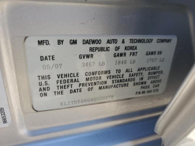 Photo 11 VIN: KL1TD56668B008878 - CHEVROLET AVEO BASE 