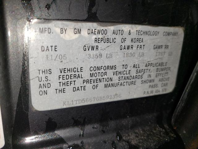 Photo 11 VIN: KL1TD56676B592396 - CHEVROLET AVEO 