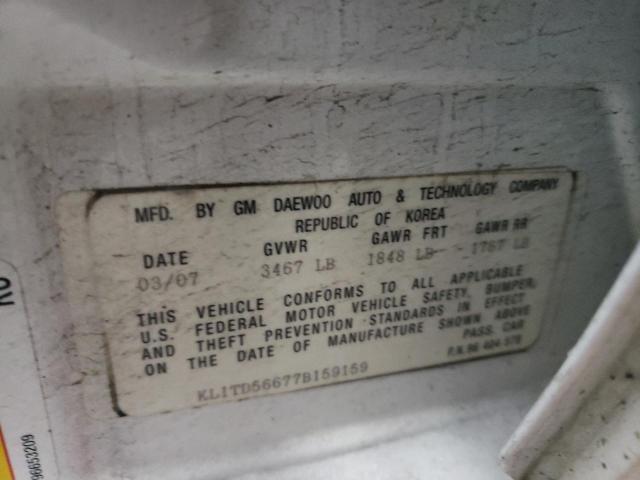 Photo 12 VIN: KL1TD56677B159159 - CHEVROLET AVEO BASE 