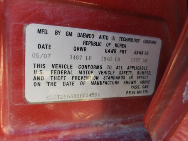 Photo 11 VIN: KL1TD56688B024564 - CHEVROLET AVEO BASE 