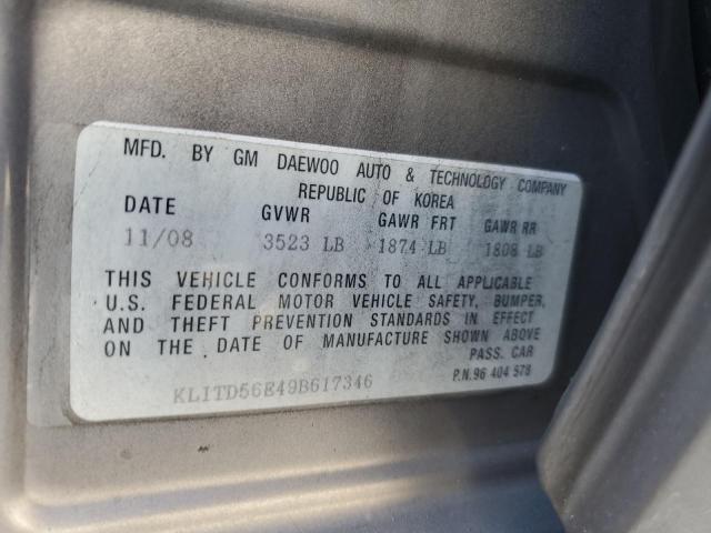 Photo 12 VIN: KL1TD56E49B617346 - CHEVROLET AVEO LS 