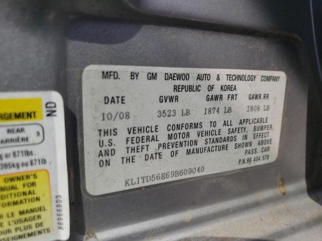 Photo 11 VIN: KL1TD56E69B609040 - CHEVROLET AVEO 