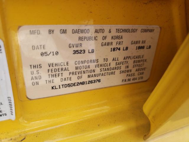 Photo 9 VIN: KL1TD5DE2AB126376 - CHEVROLET AVEO LS 