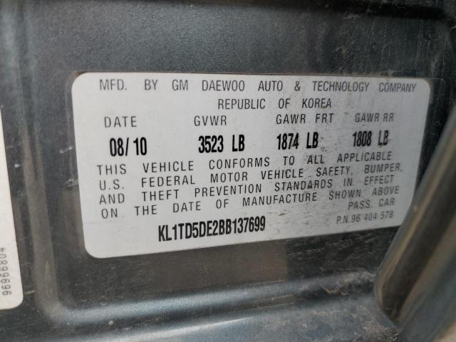 Photo 11 VIN: KL1TD5DE2BB137699 - CHEVROLET AVEO LS 