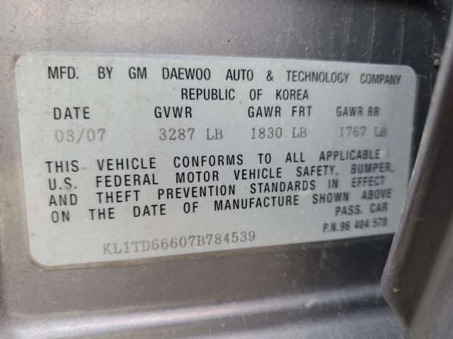 Photo 11 VIN: KL1TD66607B784539 - CHEVROLET AVEO 