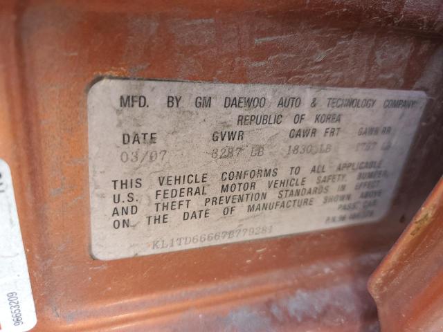 Photo 11 VIN: KL1TD66667B779281 - CHEVROLET AVEO BASE 