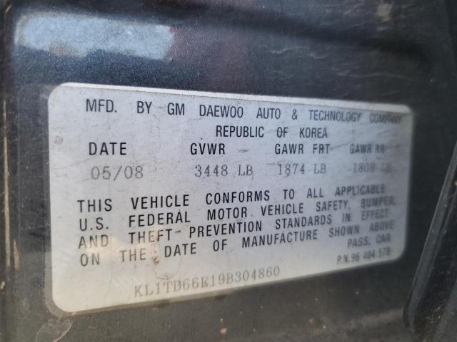 Photo 11 VIN: KL1TD66E19B304860 - CHEVROLET AVEO 