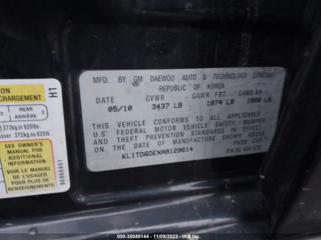 Photo 8 VIN: KL1TD6DEXAB129614 - CHEVROLET AVEO 