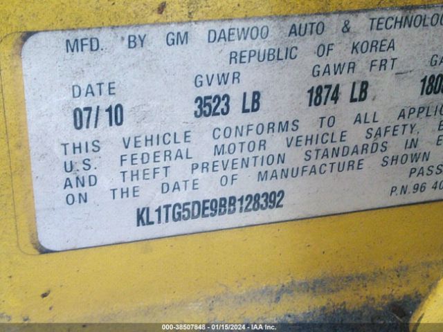 Photo 8 VIN: KL1TG5DE9BB128392 - CHEVROLET AVEO 