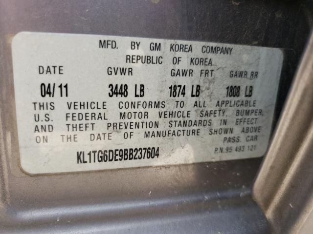 Photo 9 VIN: KL1TG6DE9BB237604 - CHEVROLET AVEO LT 